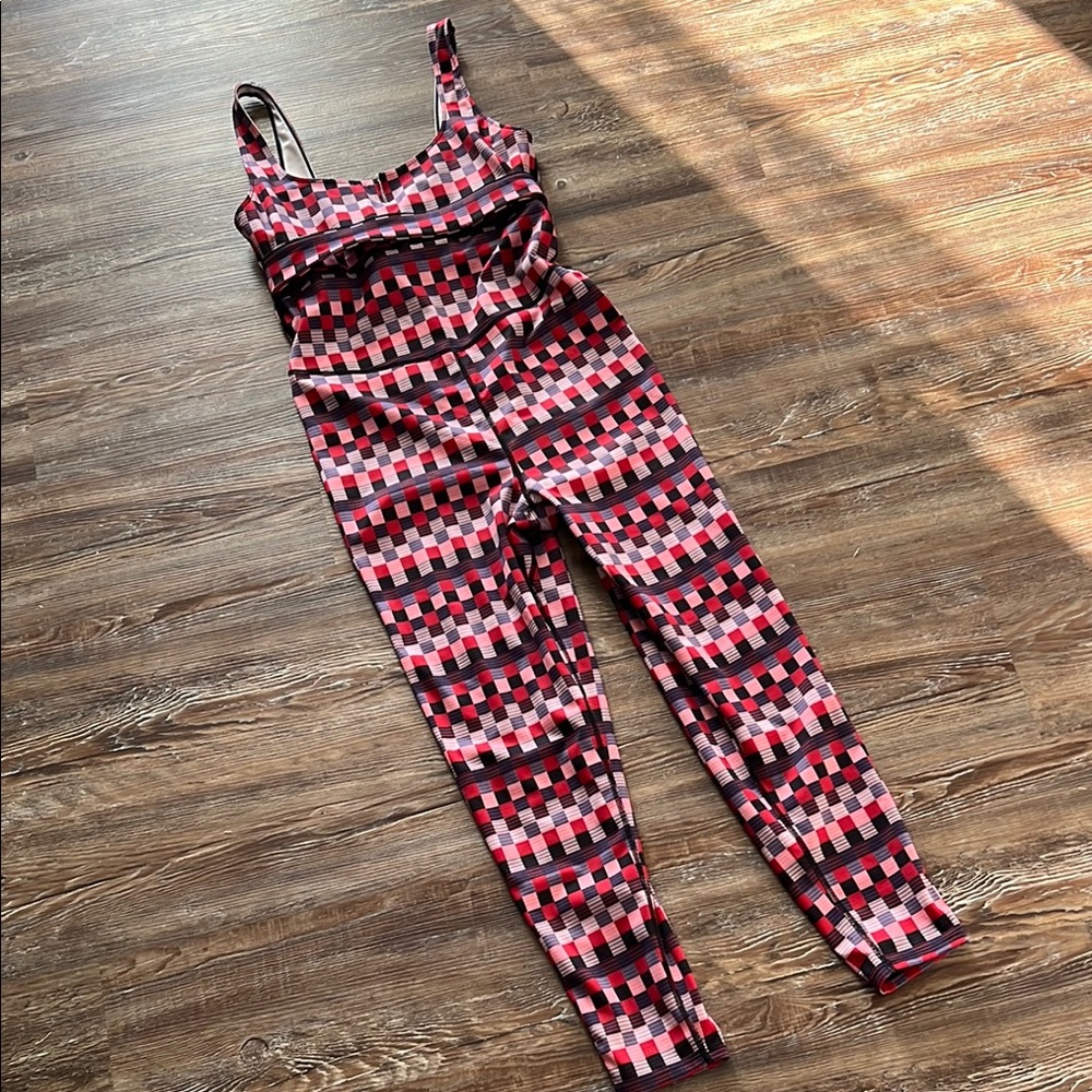 FP Movement Lose Control Checkered Jumpsuit - Pink, red and blue